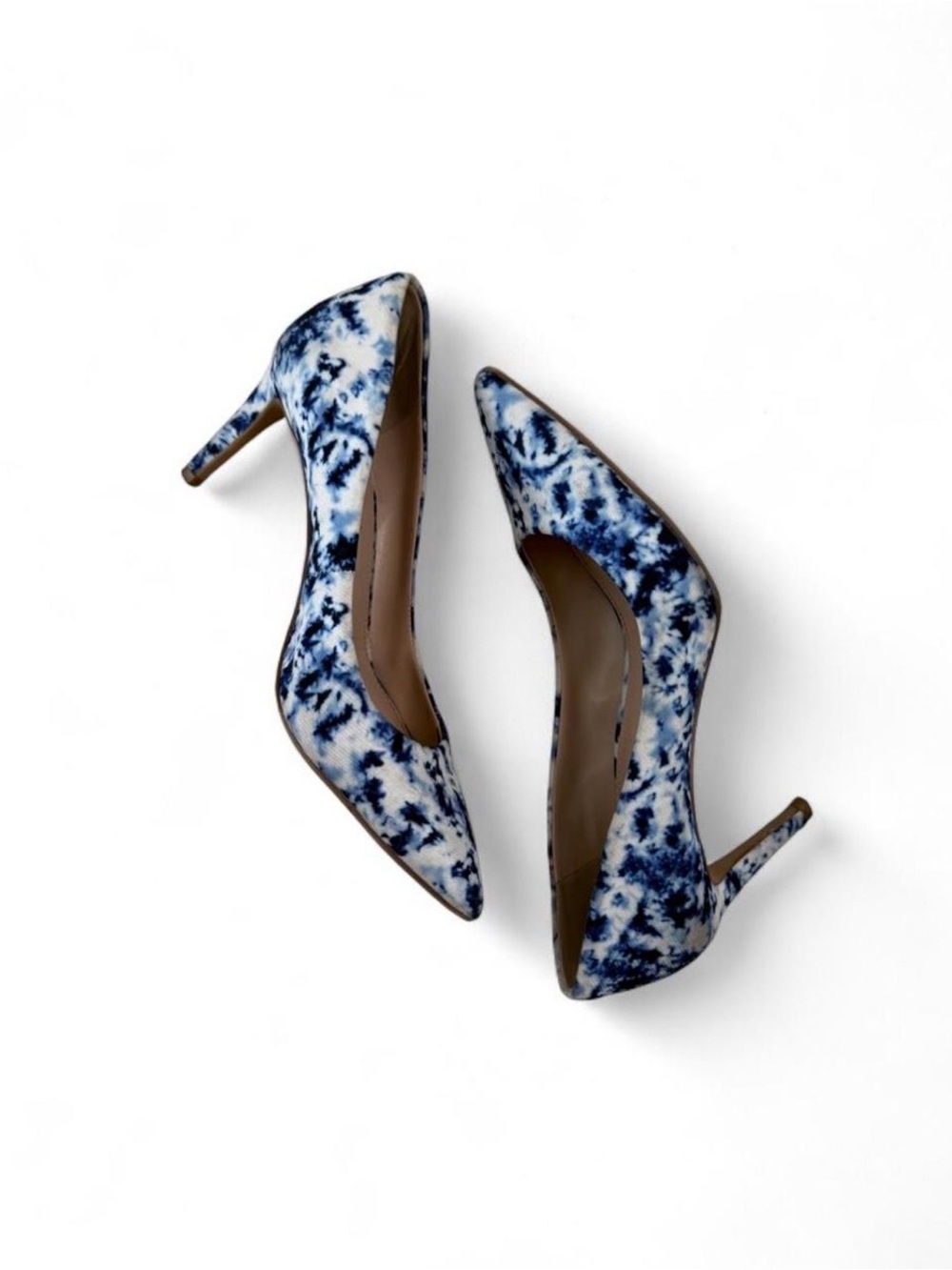 Kelly & Katie Navy and White Marble Pointed-Toe Pumps